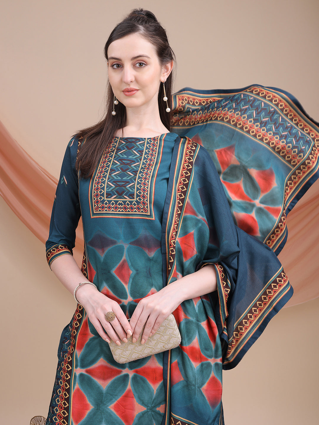 Blue Printed Muslin Kurta Set with Dupatta | Sitaram Designer Ethnic Wear for Women