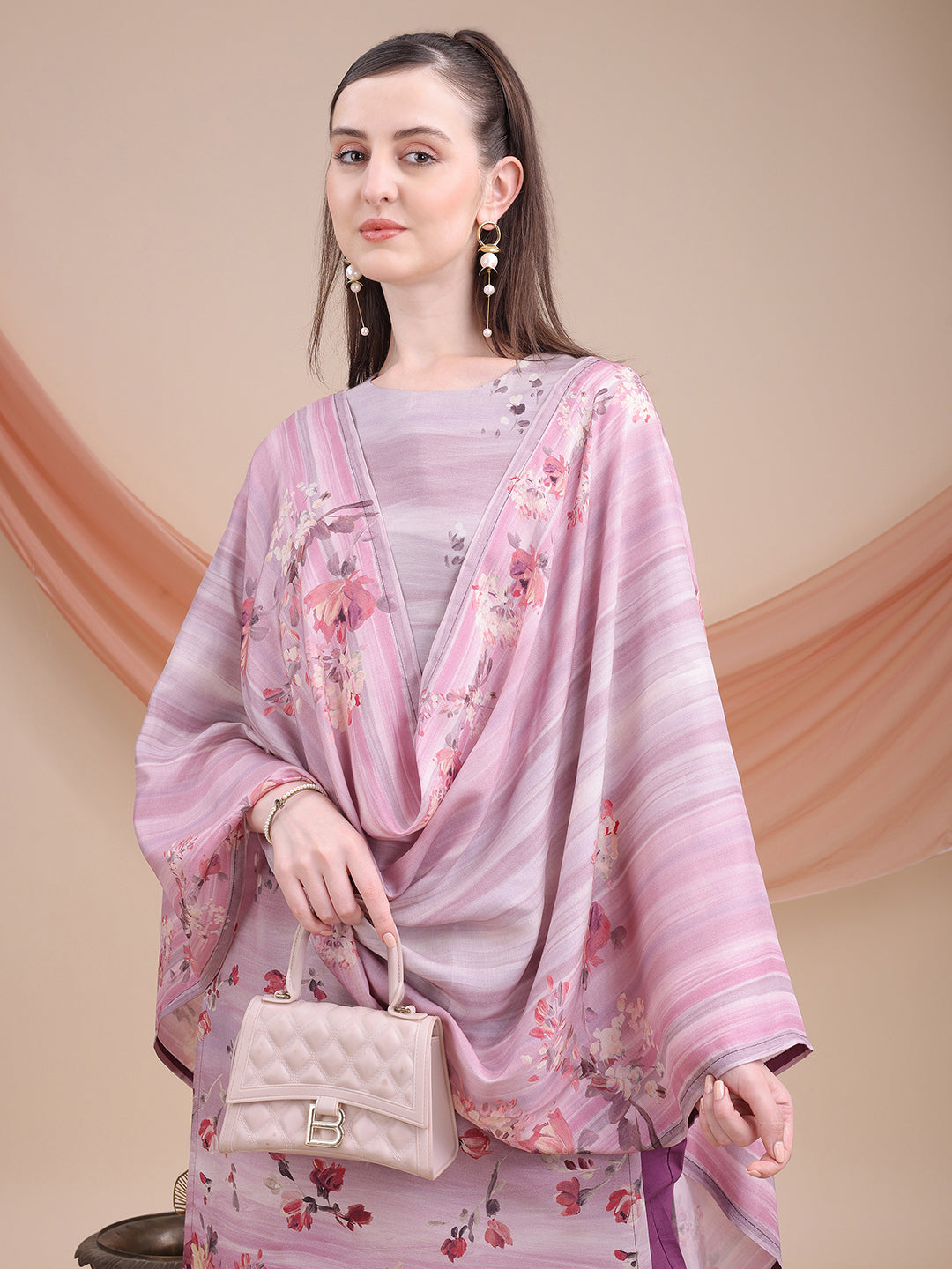 Purple Printed Muslin Kurta Set with Dupatta | Sitaram Designer Ethnic Wear for Women