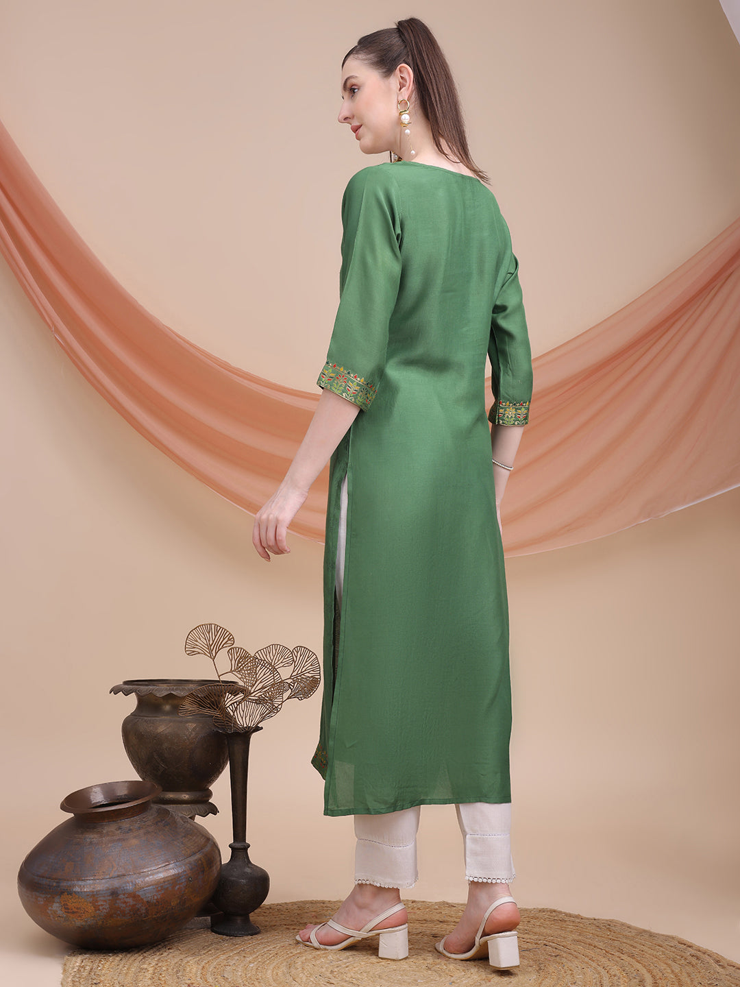 Sitaram Designer Green Kurta with Jacquard Detailing – Festive Ethnic Wear