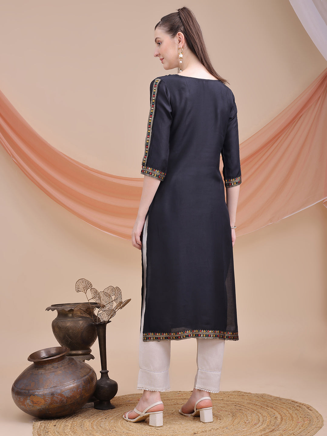Sitaram Designer Black Kurta with Jacquard Detailing – Festive Ethnic Wear