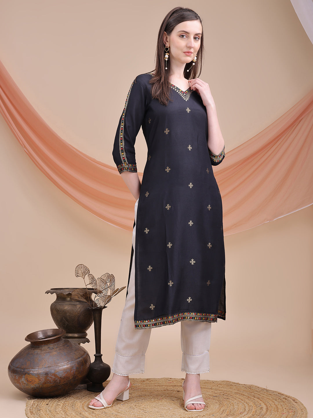Sitaram Designer Black Kurta with Jacquard Detailing – Festive Ethnic Wear