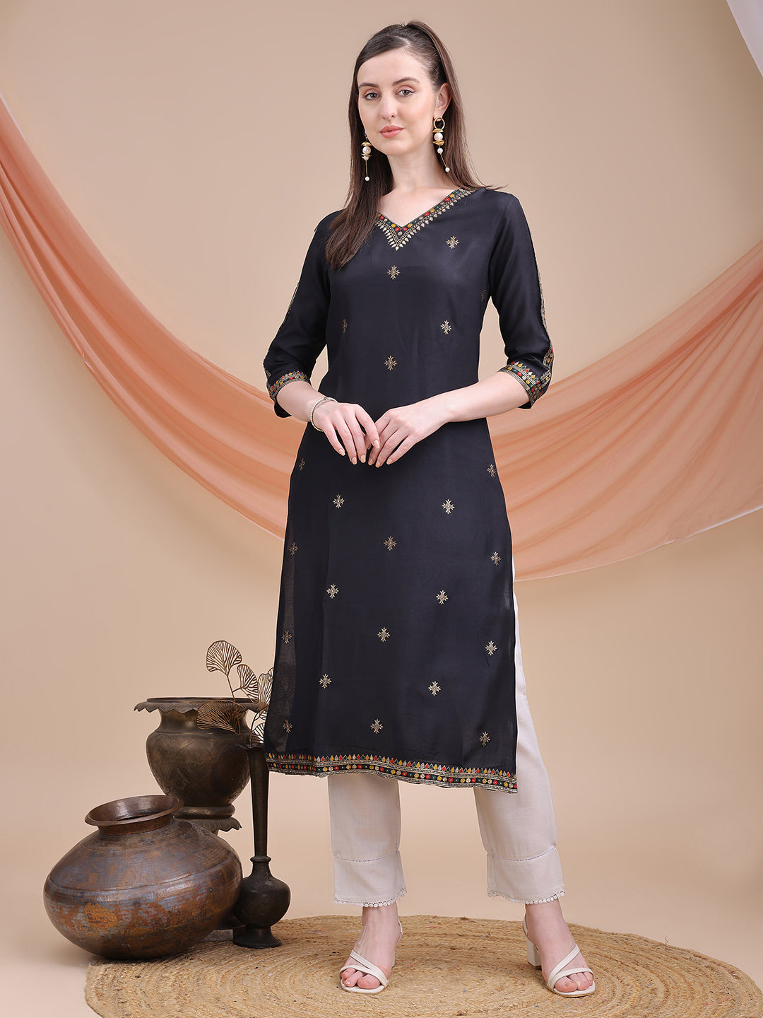 Sitaram Designer Black Kurta with Jacquard Detailing – Festive Ethnic Wear