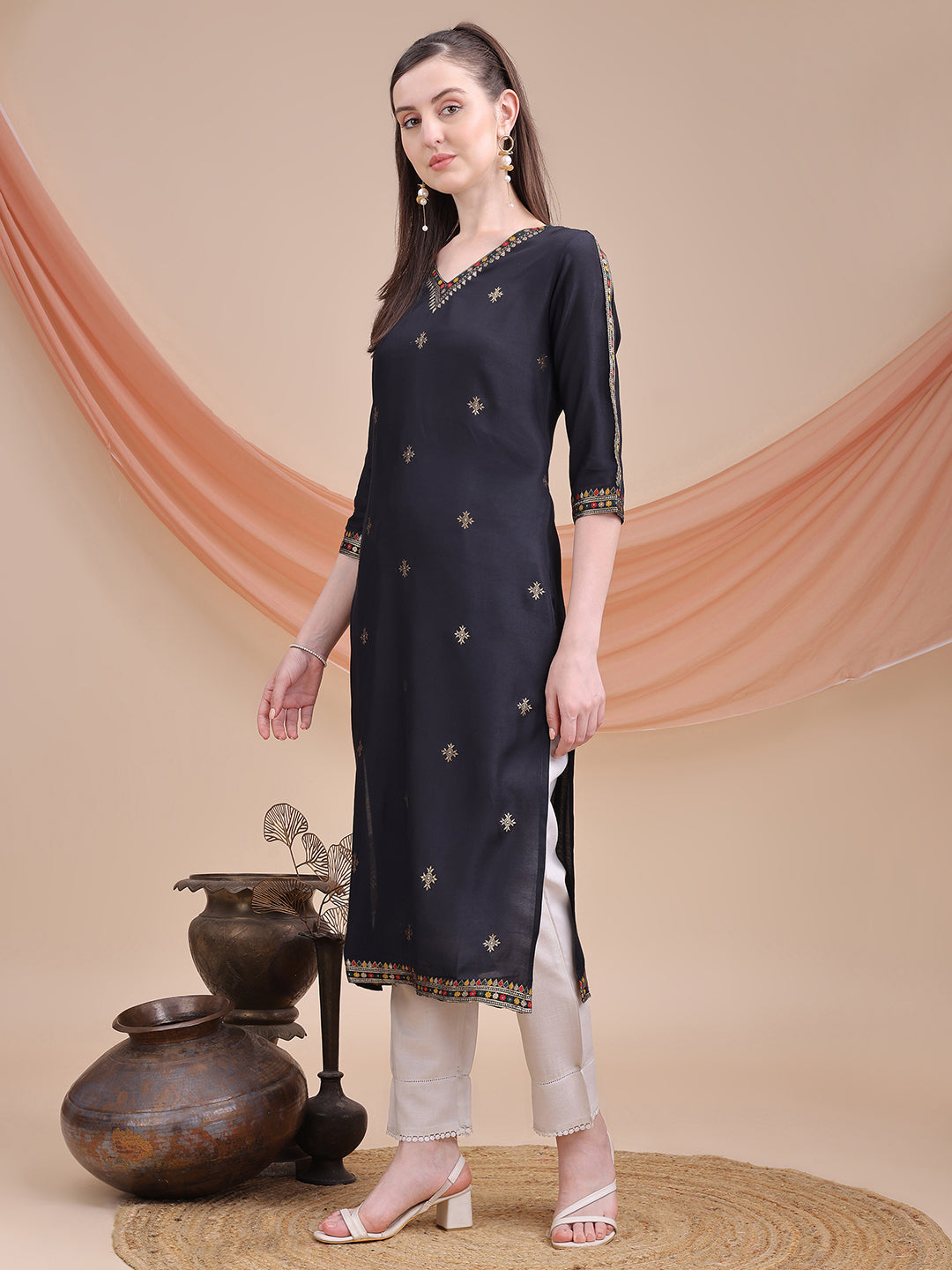 Sitaram Designer Black Kurta with Jacquard Detailing – Festive Ethnic Wear