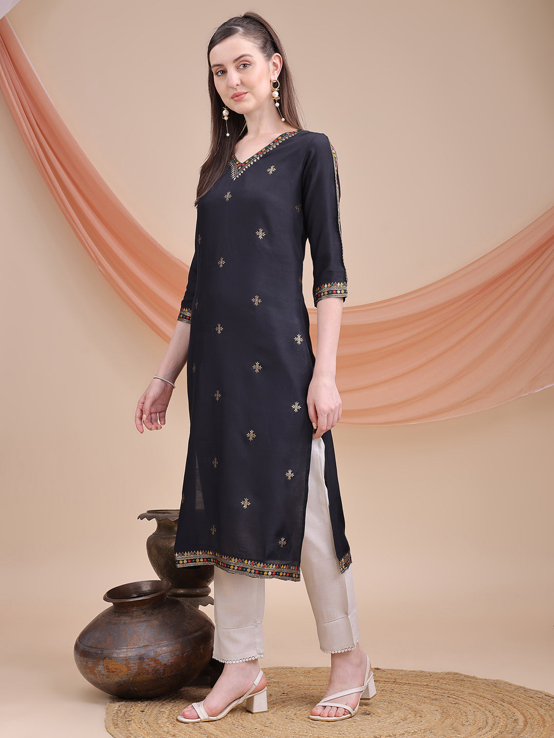 Sitaram Designer Black Kurta with Jacquard Detailing – Festive Ethnic Wear