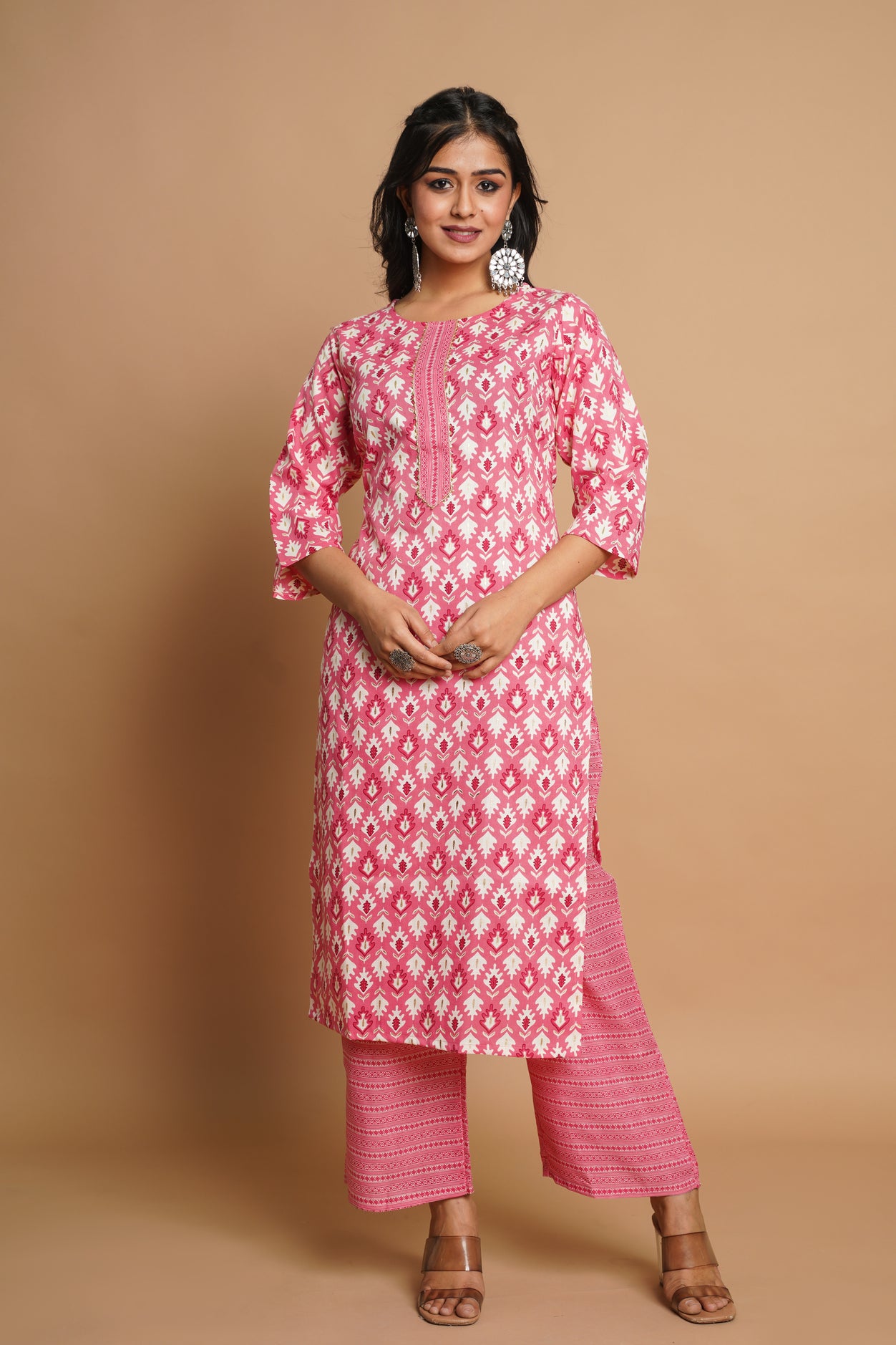 Elegant Pink Printed Kurta Set for Women | Sitaram Designer Ethnic Wear