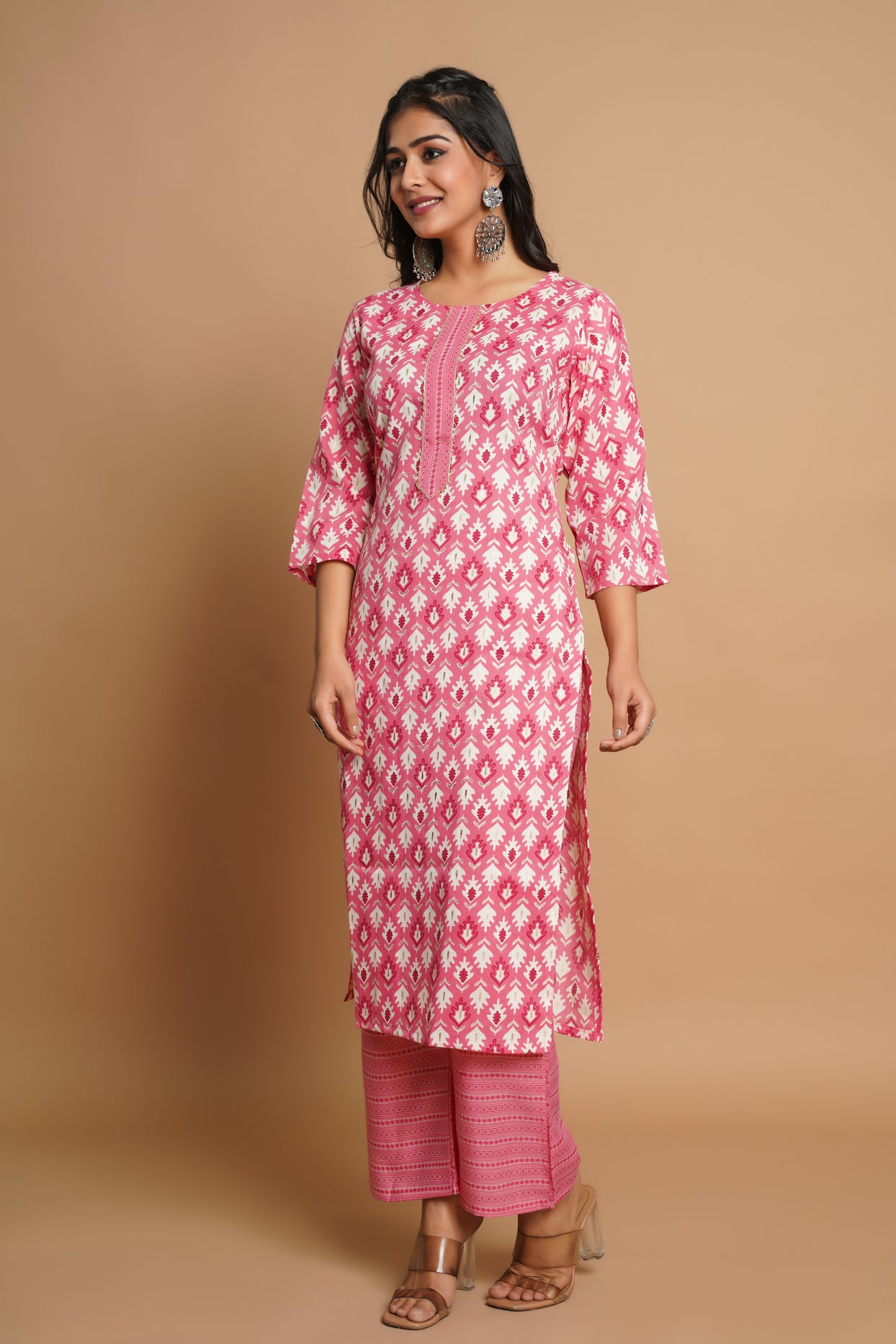 Elegant Pink Printed Kurta Set for Women | Sitaram Designer Ethnic Wear