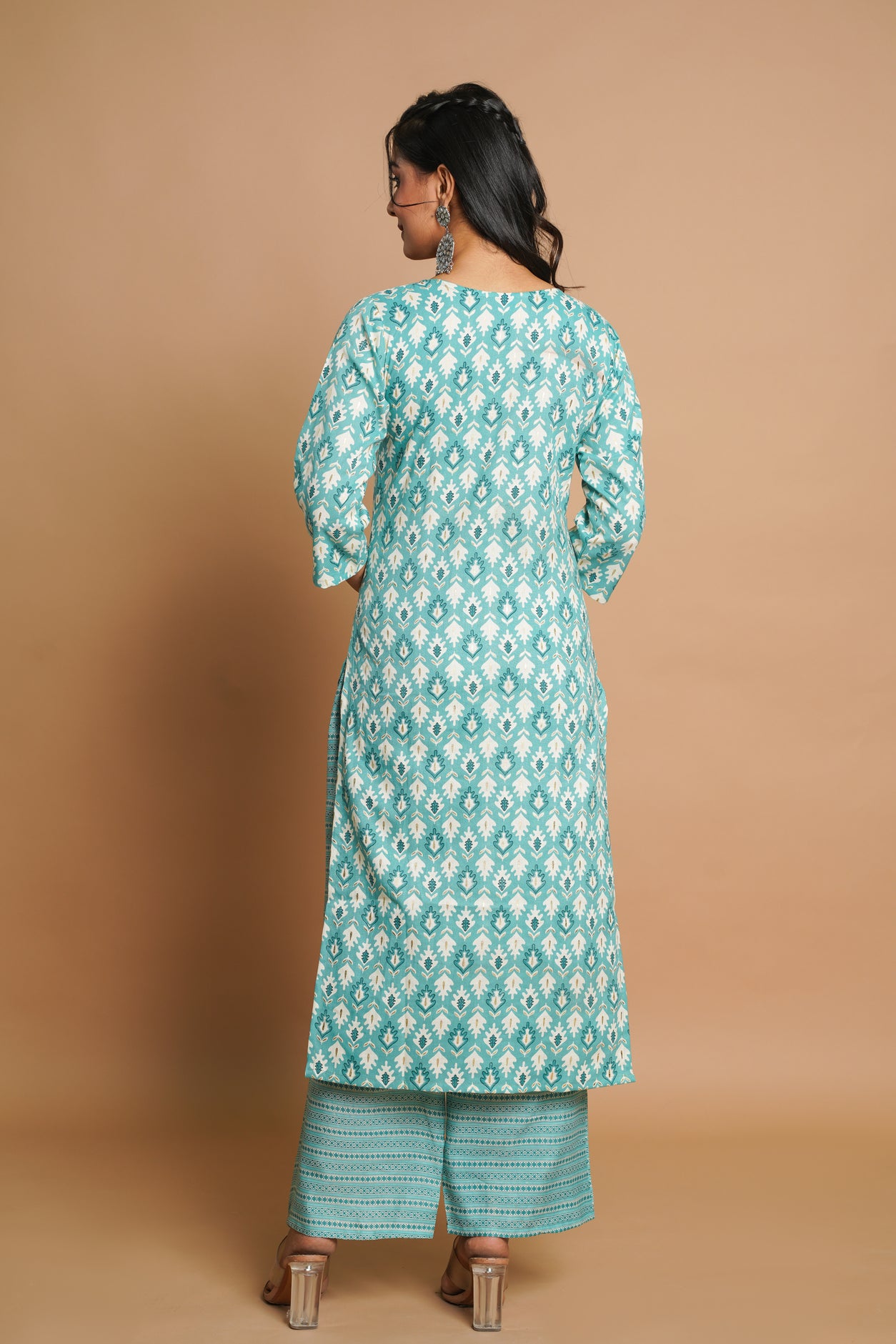 Elegant Firozi Printed Kurta Set for Women | Sitaram Designer Ethnic Wear