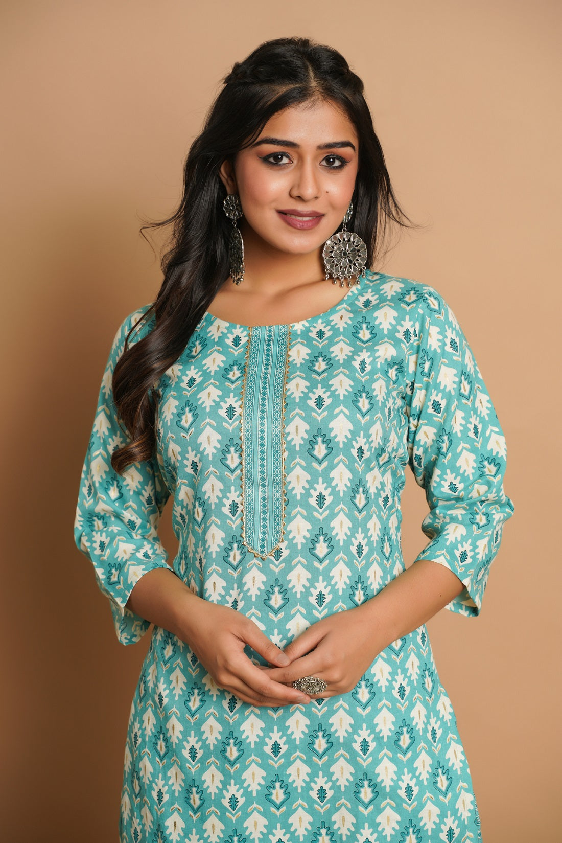 Elegant Firozi Printed Kurta Set for Women | Sitaram Designer Ethnic Wear