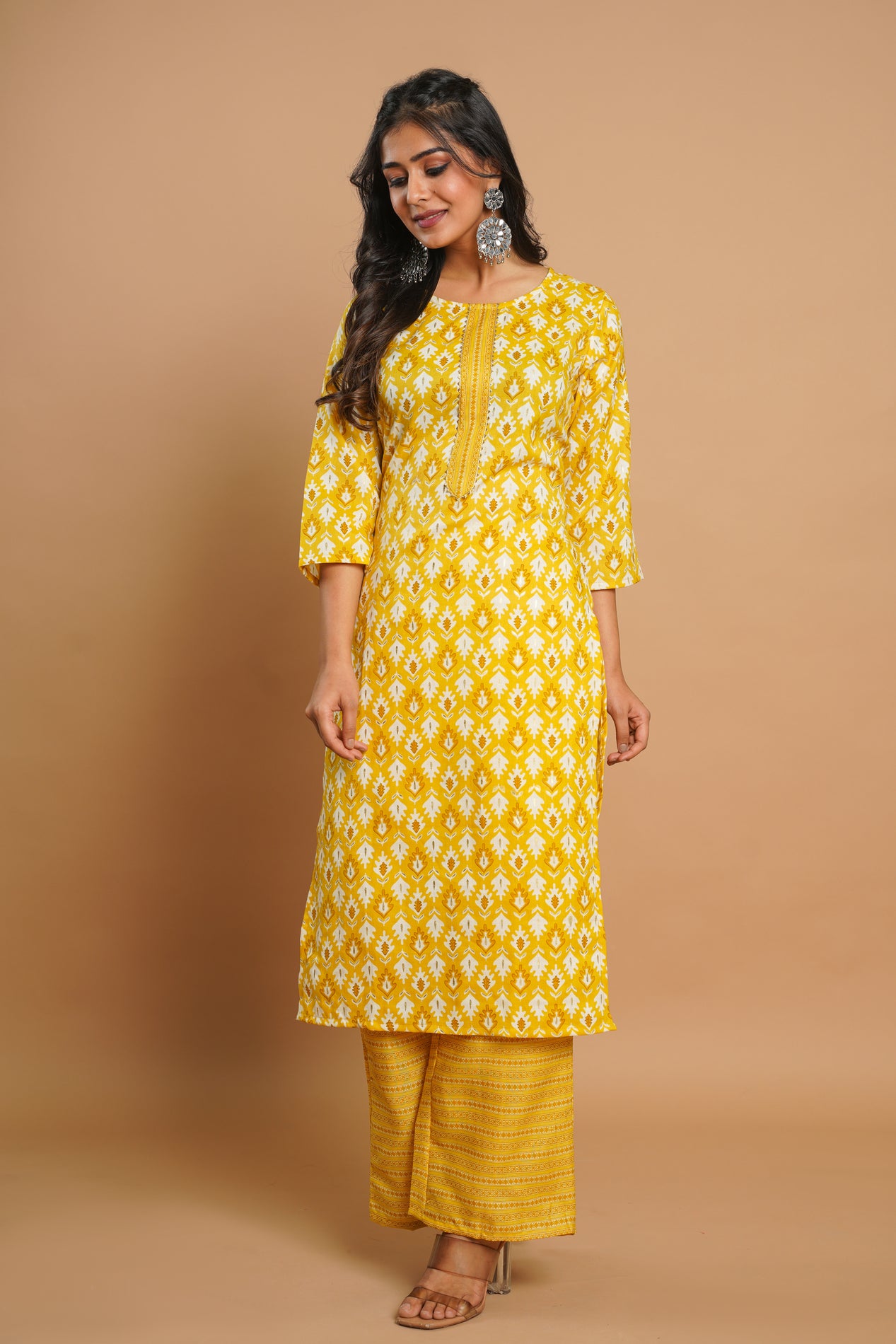 Elegant Yellow Printed Kurta Set for Women | Sitaram Designer Ethnic Wear