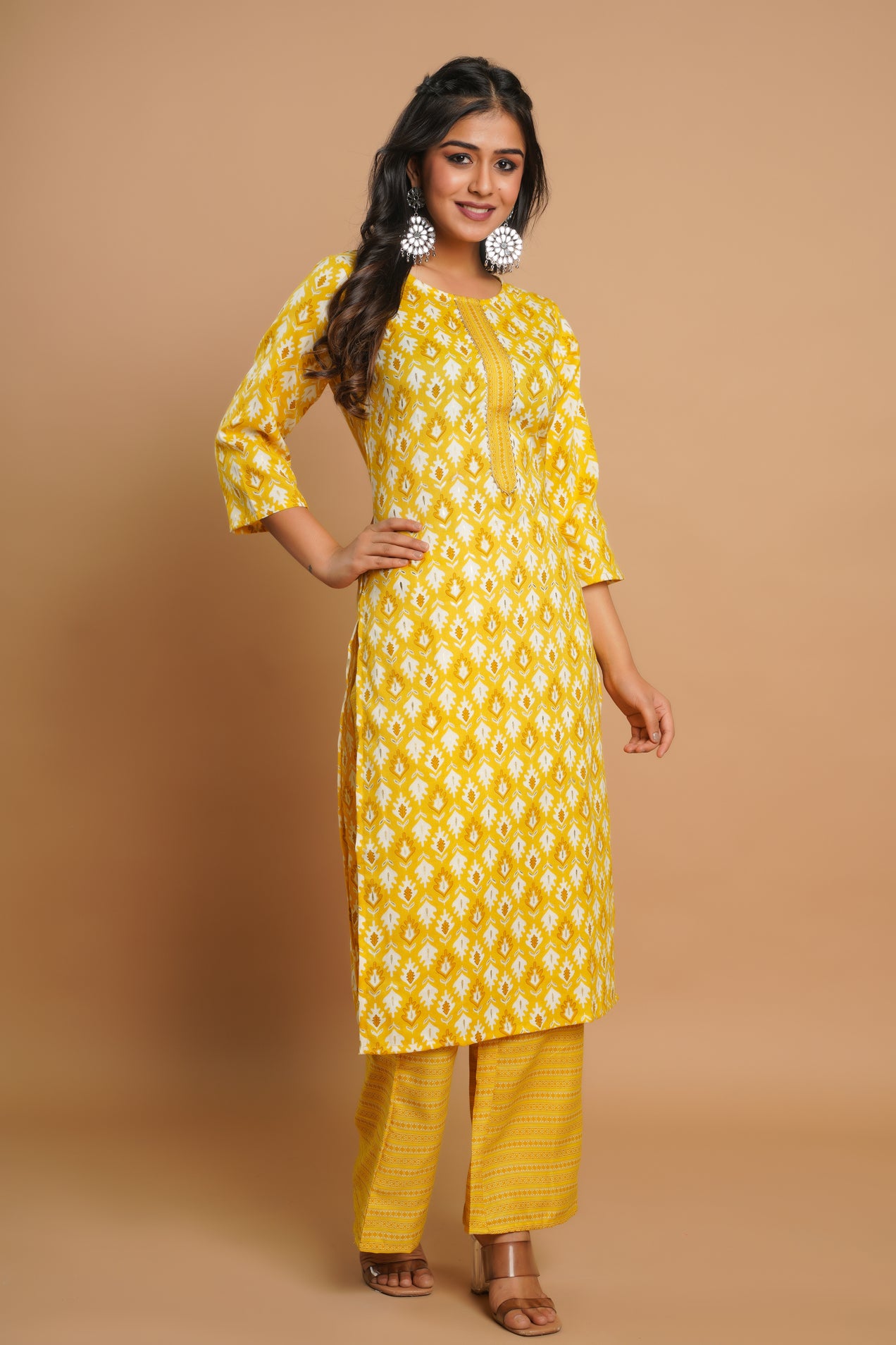 Elegant Yellow Printed Kurta Set for Women | Sitaram Designer Ethnic Wear