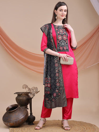 Pink Printed Cotton Kurta Set with Dupatta | Sitaram Designer Ethnic Wear for Women