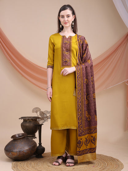 Yellow Printed Cotton Kurta Set with Dupatta | Sitaram Designer Ethnic Wear for Women