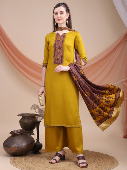 Yellow Printed Cotton Kurta Set with Dupatta | Sitaram Designer Ethnic Wear for Women