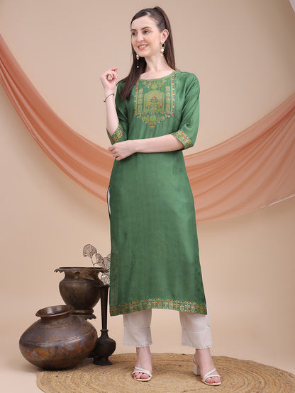 Sitaram Designer Green Kurta with Jacquard Detailing – Festive Ethnic Wear