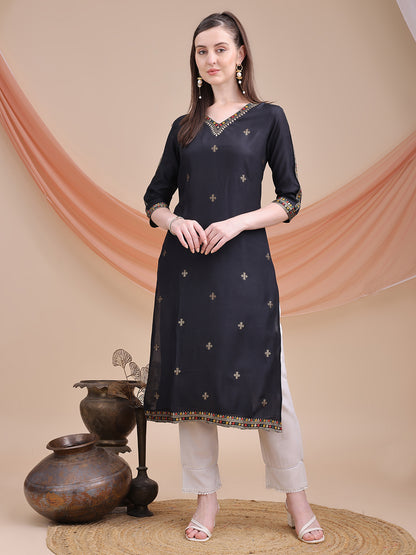 Sitaram Designer Black Kurta with Jacquard Detailing – Festive Ethnic Wear