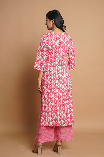 Elegant Pink Printed Kurta Set for Women | Sitaram Designer Ethnic Wear