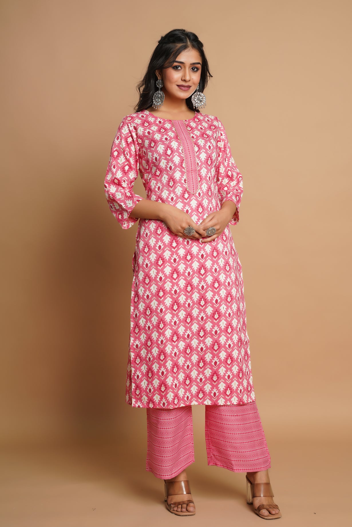 Elegant Pink Printed Kurta Set for Women | Sitaram Designer Ethnic Wear